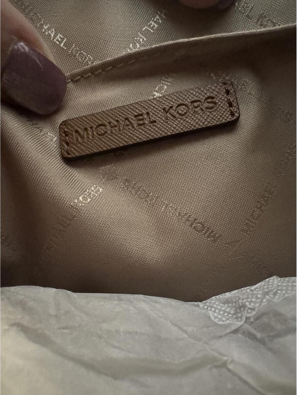 Michael Kors Brown Leather Crossbody with Gold Chain Strap - Picture 6 of 7